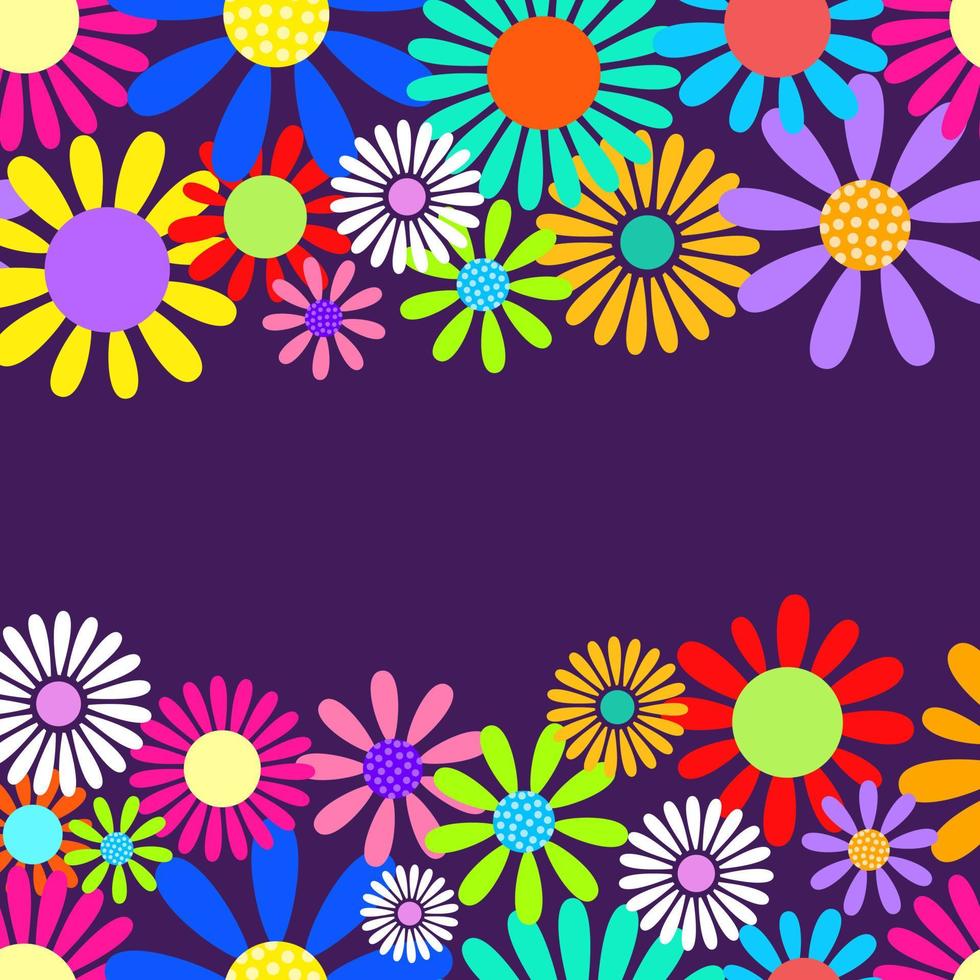 Sixties Daisy Flower Power Border vector