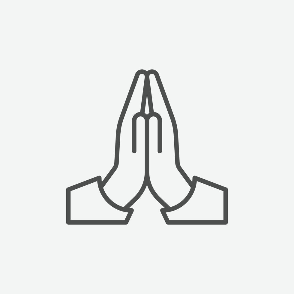 Pray icon vector. Hands folded in prayer line icon. vector