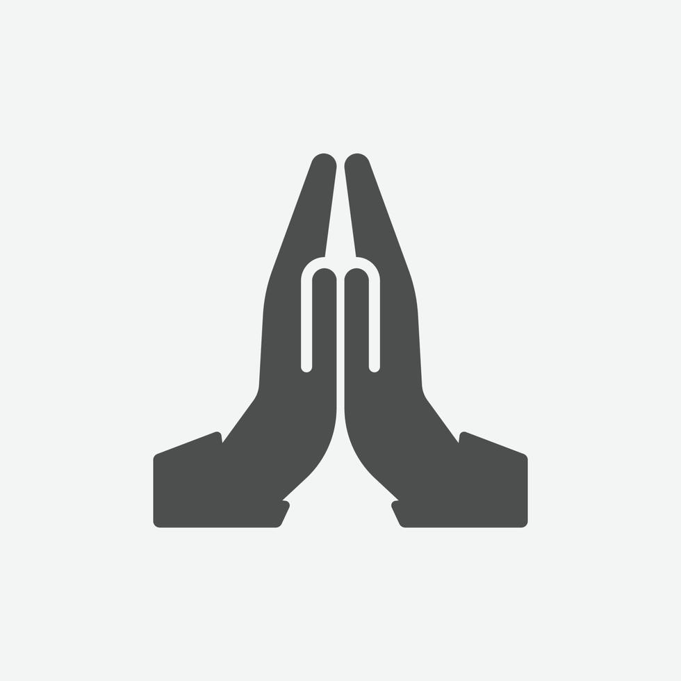 Pray icon vector. Hands folded in prayer line icon. vector