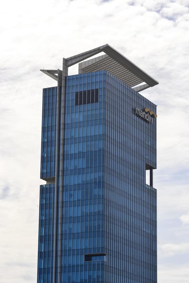 Bekasi, West Java, Indonesia, March 5th 2022. Bank Mandiri tower at the heart of the town. photo