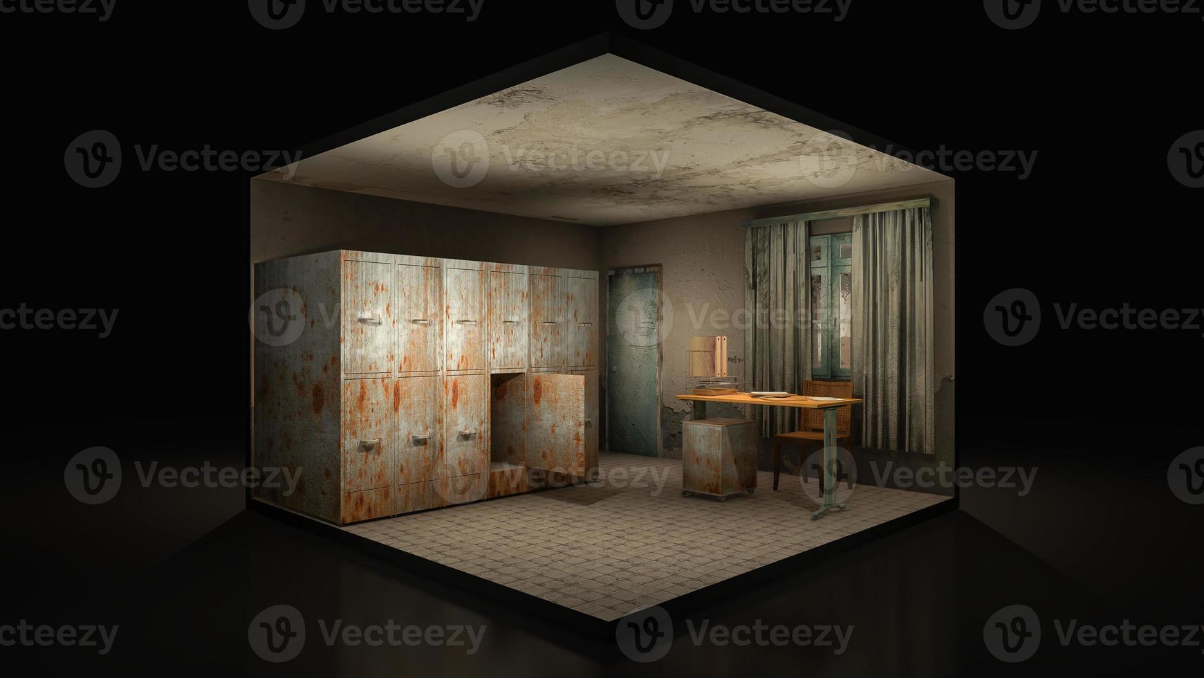Horror and creepy mortuary in the hospital .3D rendering.,3d illustration. photo