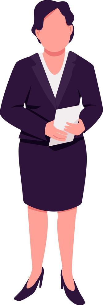 Female television show host semi flat color vector character