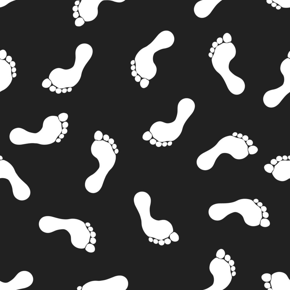 Seamless pattern with white footprints on black background vector