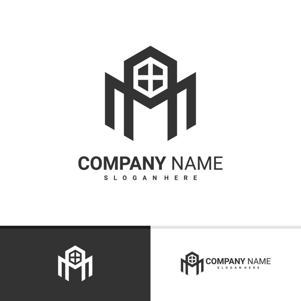 plantilla vectorial inicial del logotipo mh, conceptos creativos de diseño del logotipo mh vector