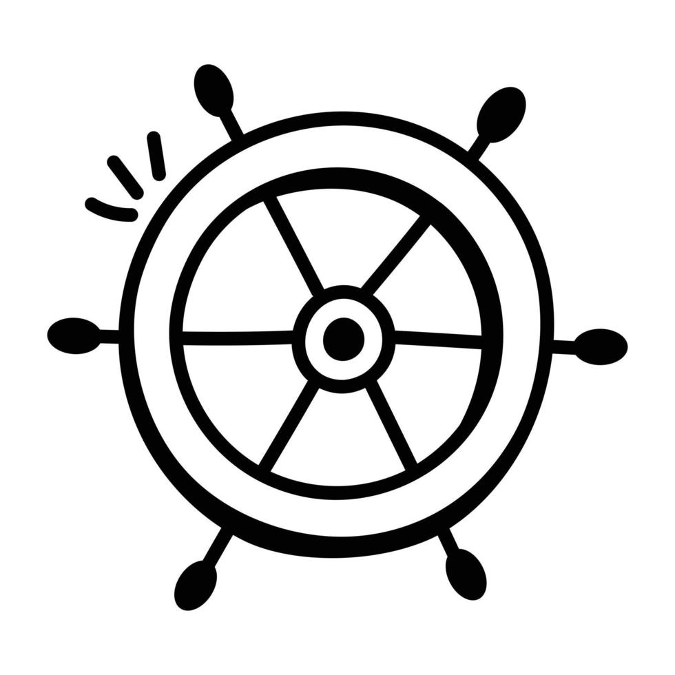 Ship controller, hand drawn icon of helm vector