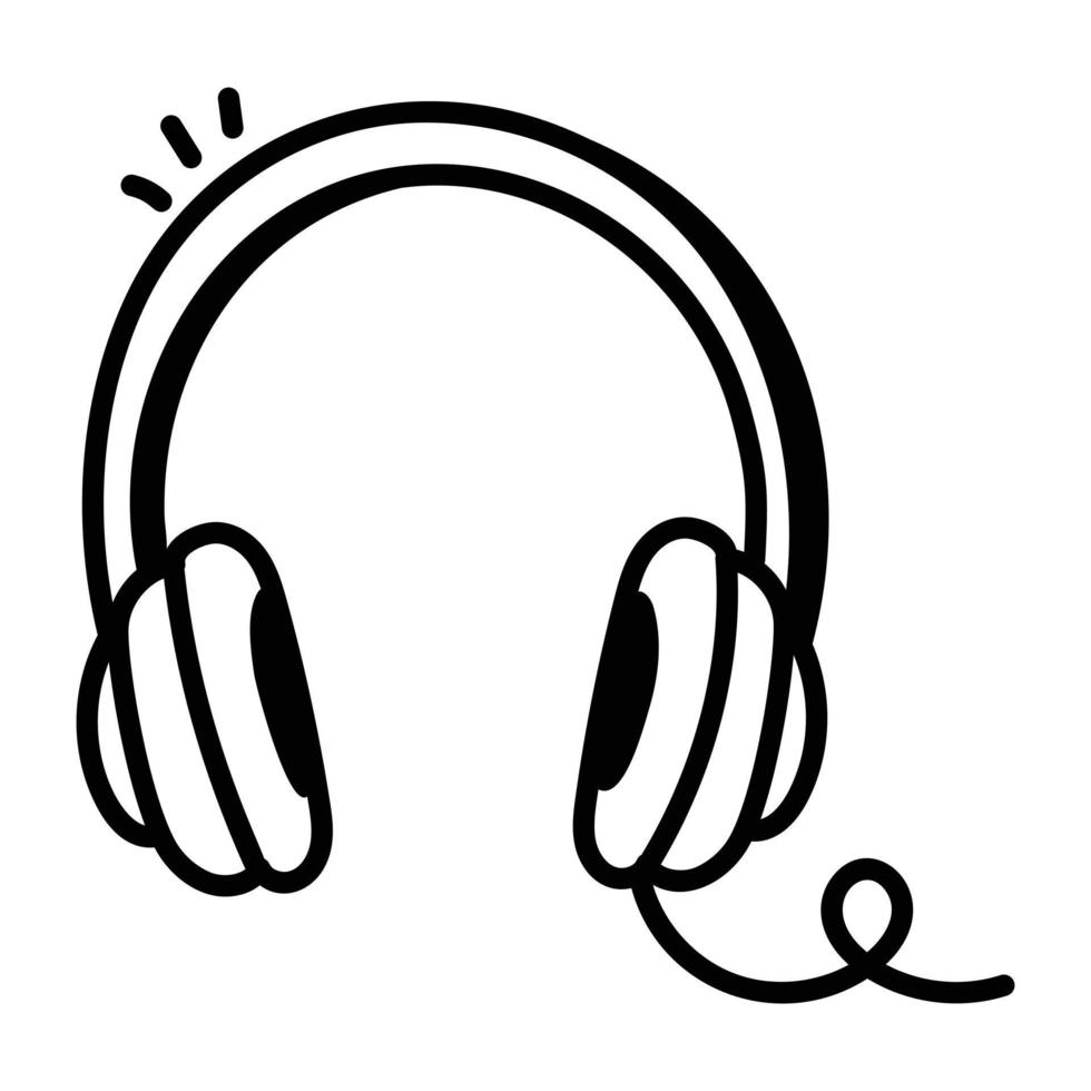 Headphones icon designed in hand drawn style vector