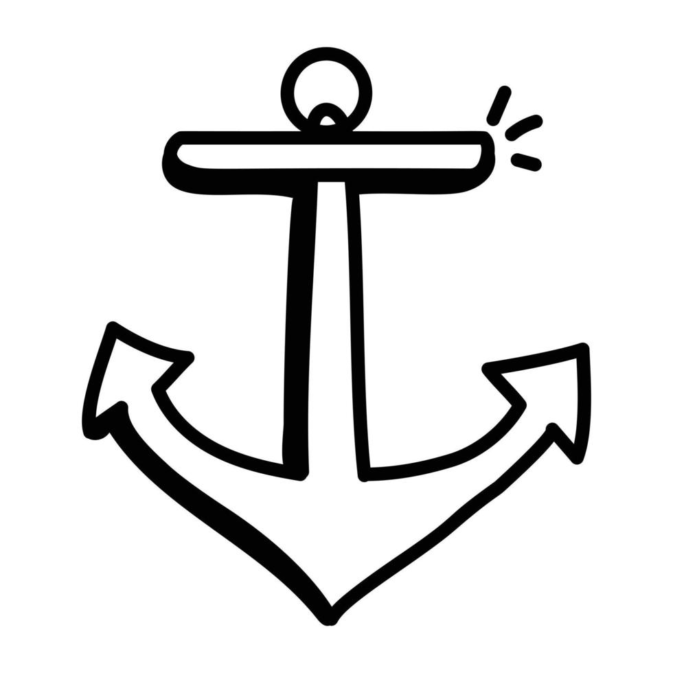 Check this hand drawn icon of anchor vector