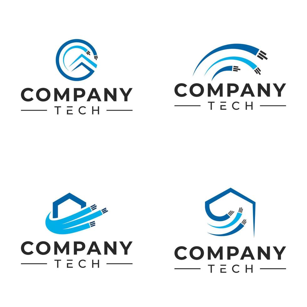 Fiber cable technology logo vector