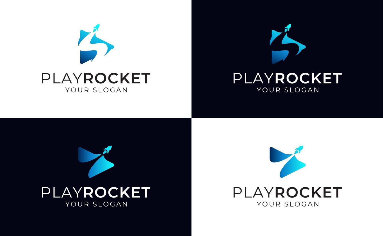 Play button rocket logo vector