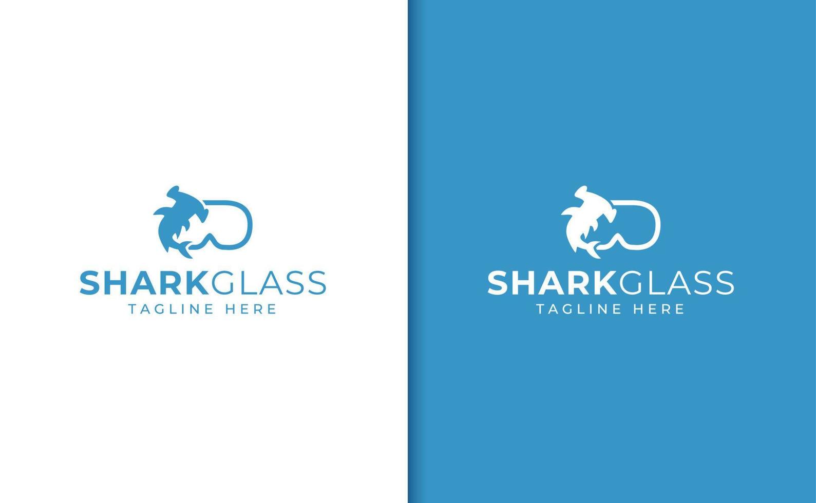 Hammerhead shark glasses logo vector
