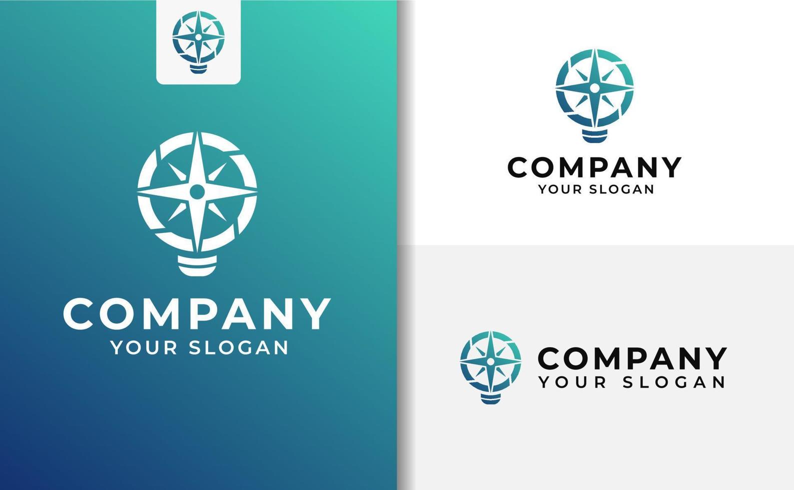 Lamp with compass logo vector