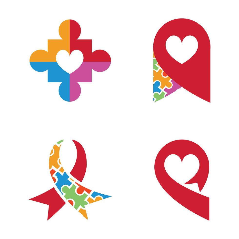 Autism heart logo bundle vector