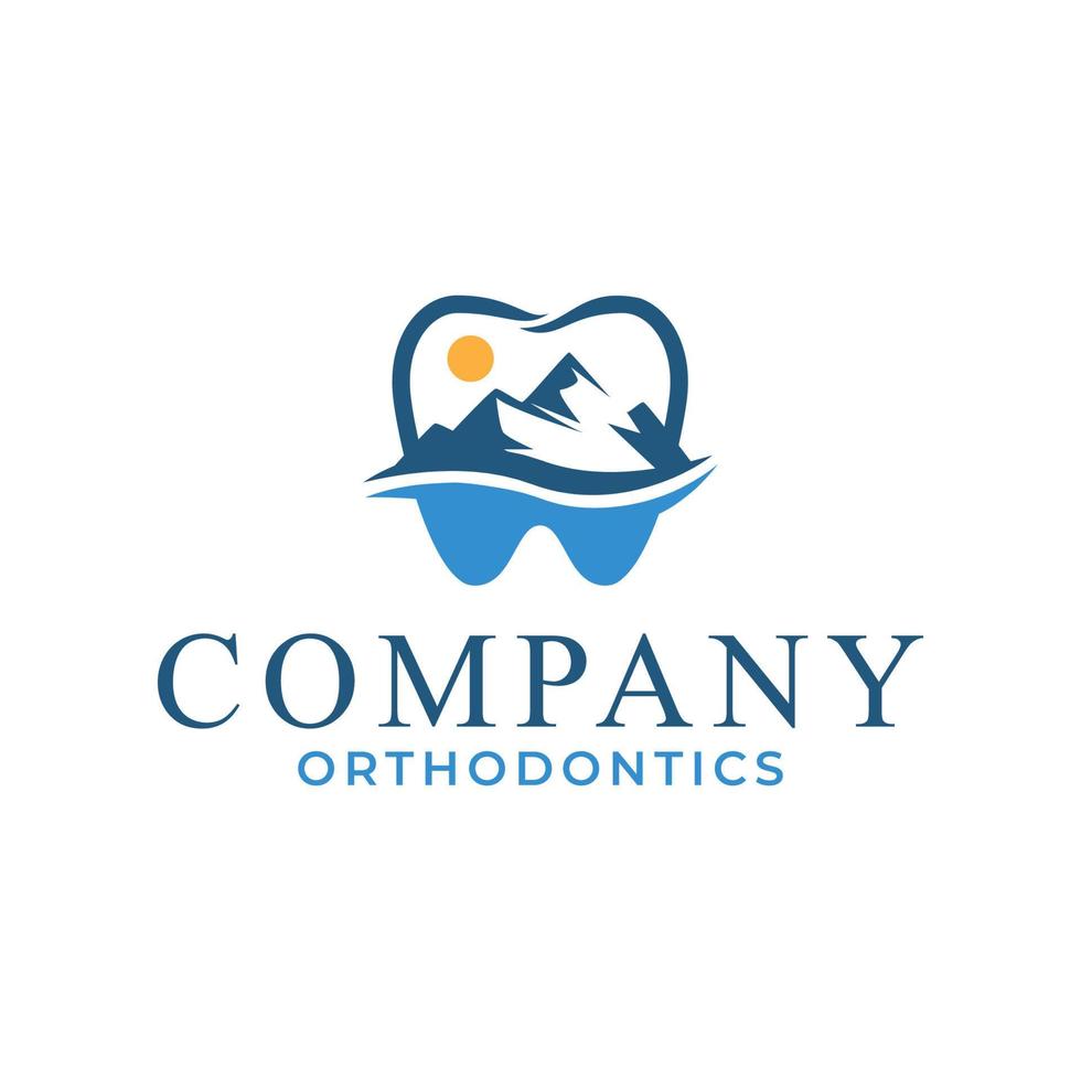 Blue tooth and mountain logo vector