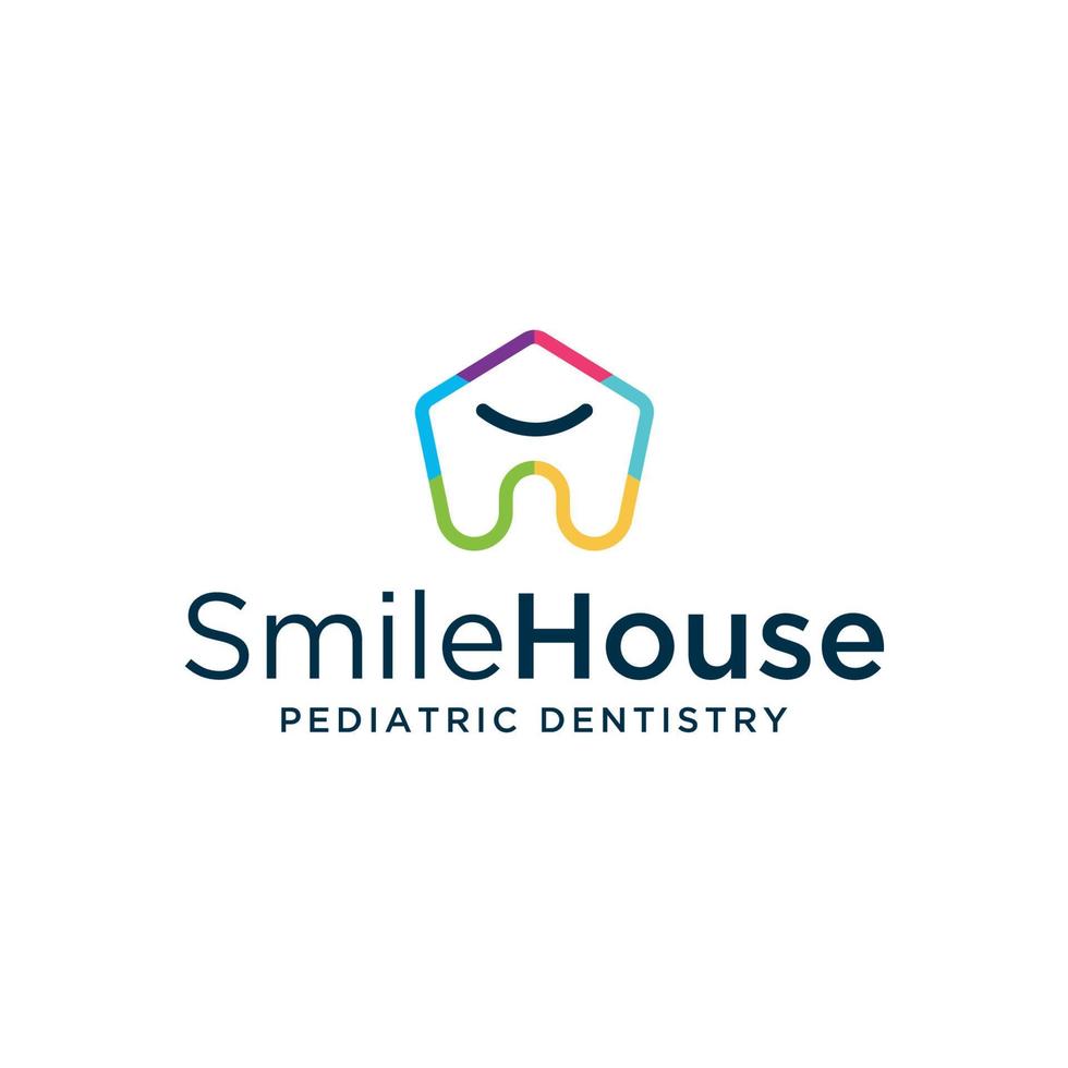 Colorful smile pediatric dentistry logo vector