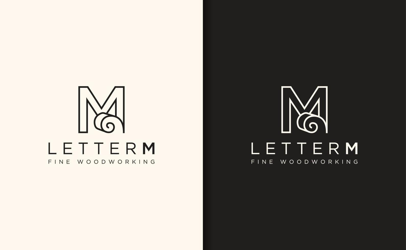 Letter M woodworking logo vector