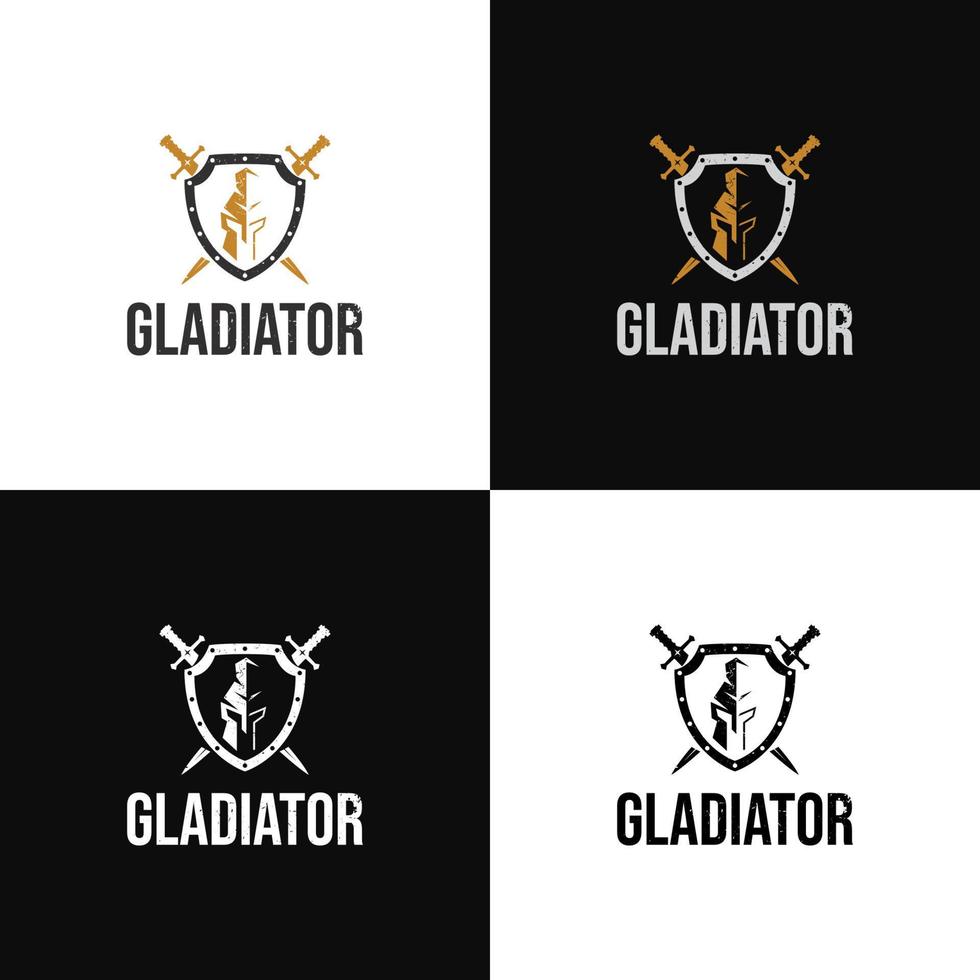 Gladiator shield sword logo vector