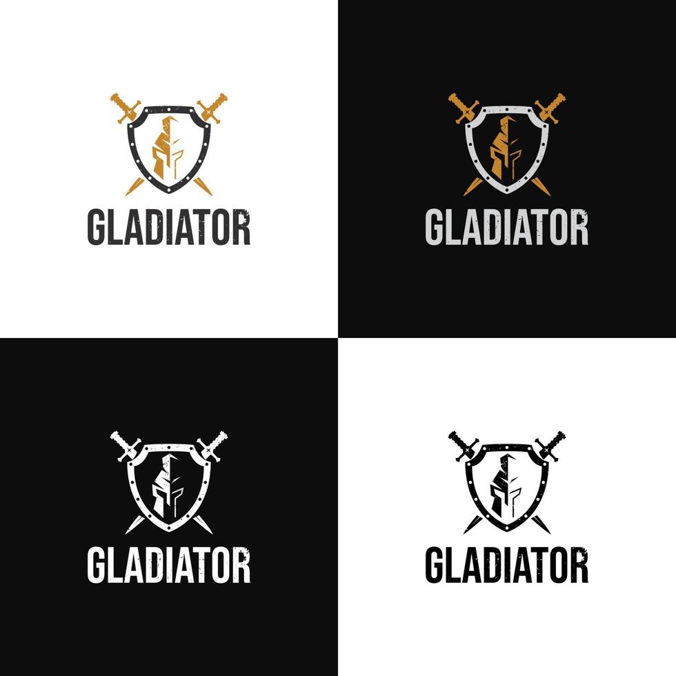 logotipo de espada de escudo de gladiador vector