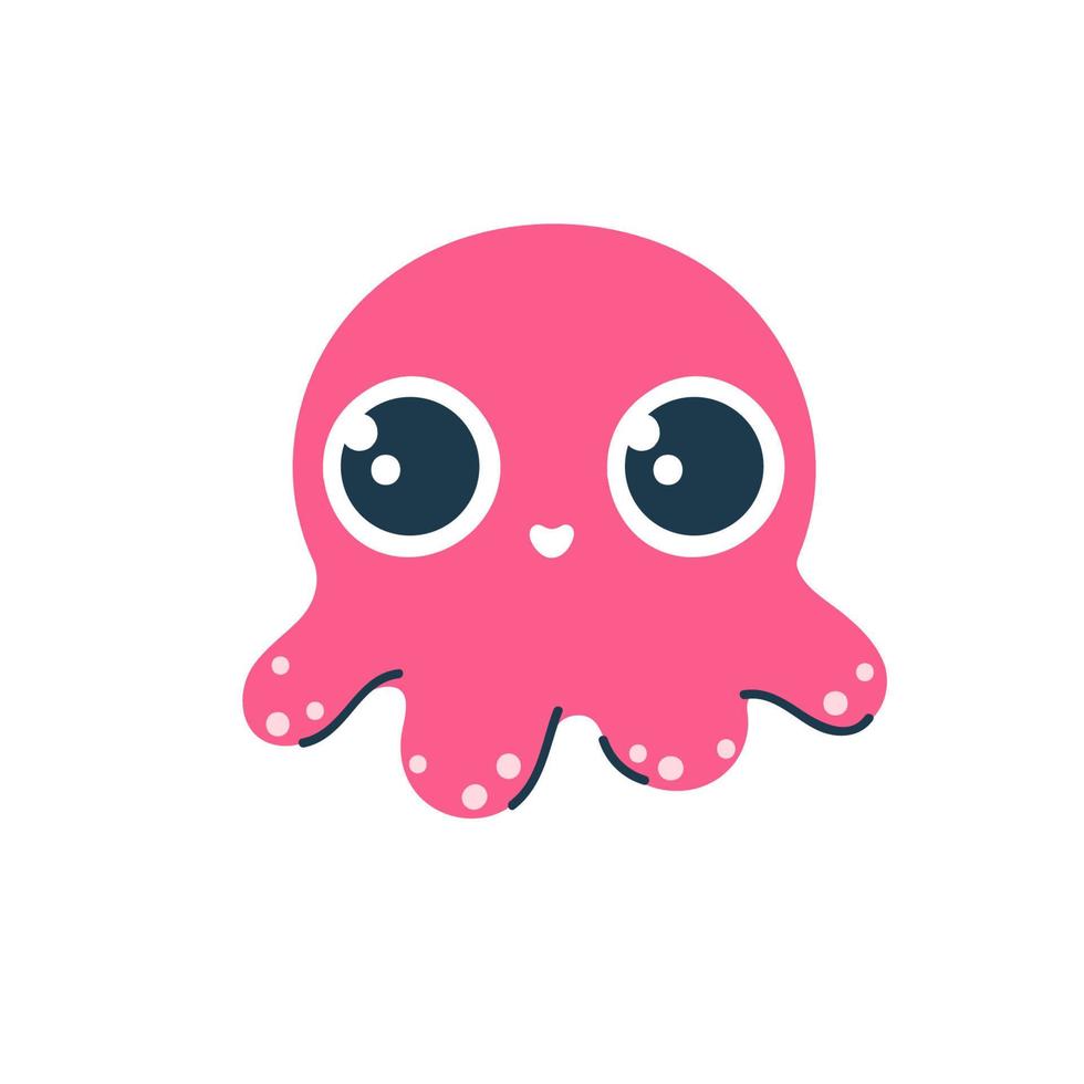 The cute octopus is smiling. Vector clipart. Trendy doodle style