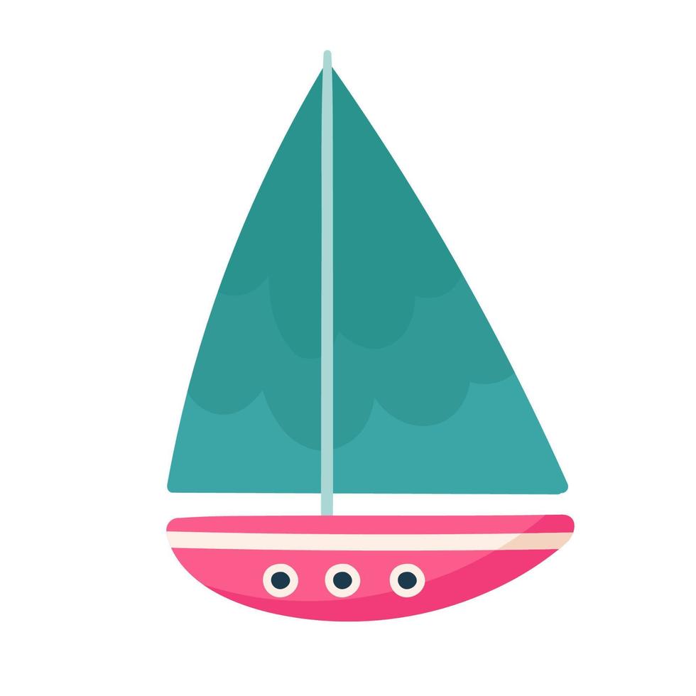 Sailboat cute vector clipart in cartoon style