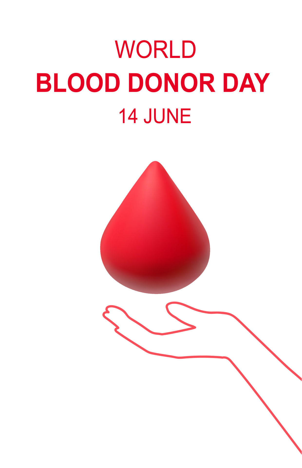 A drop of blood in my hand. The concept of blood donation. Vector