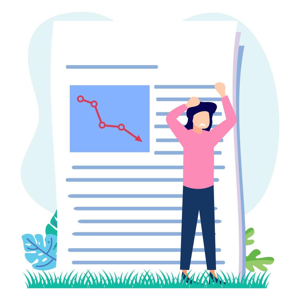 Illustration vector graphic cartoon character of business down