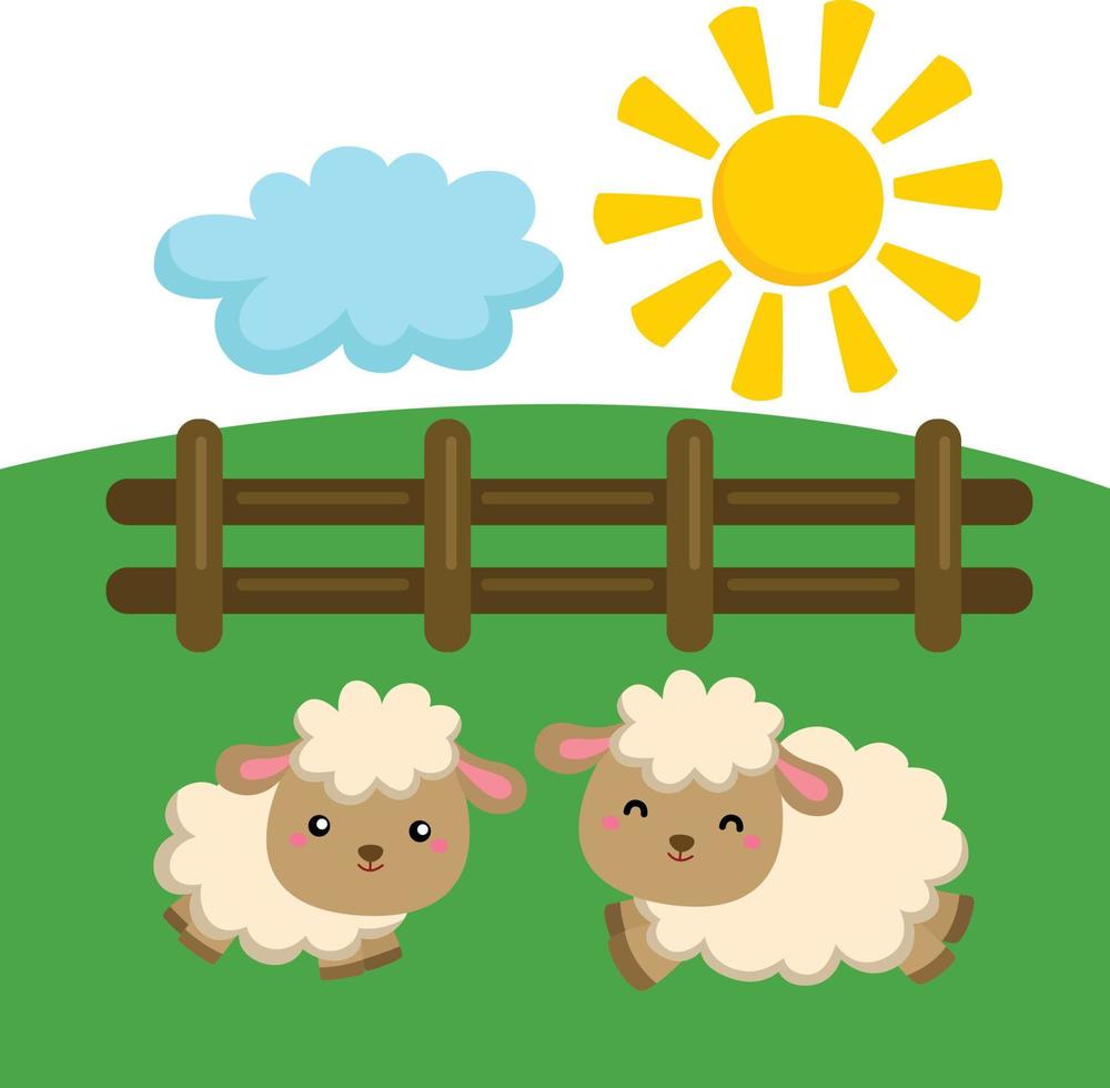 Sheep in a grass field vector