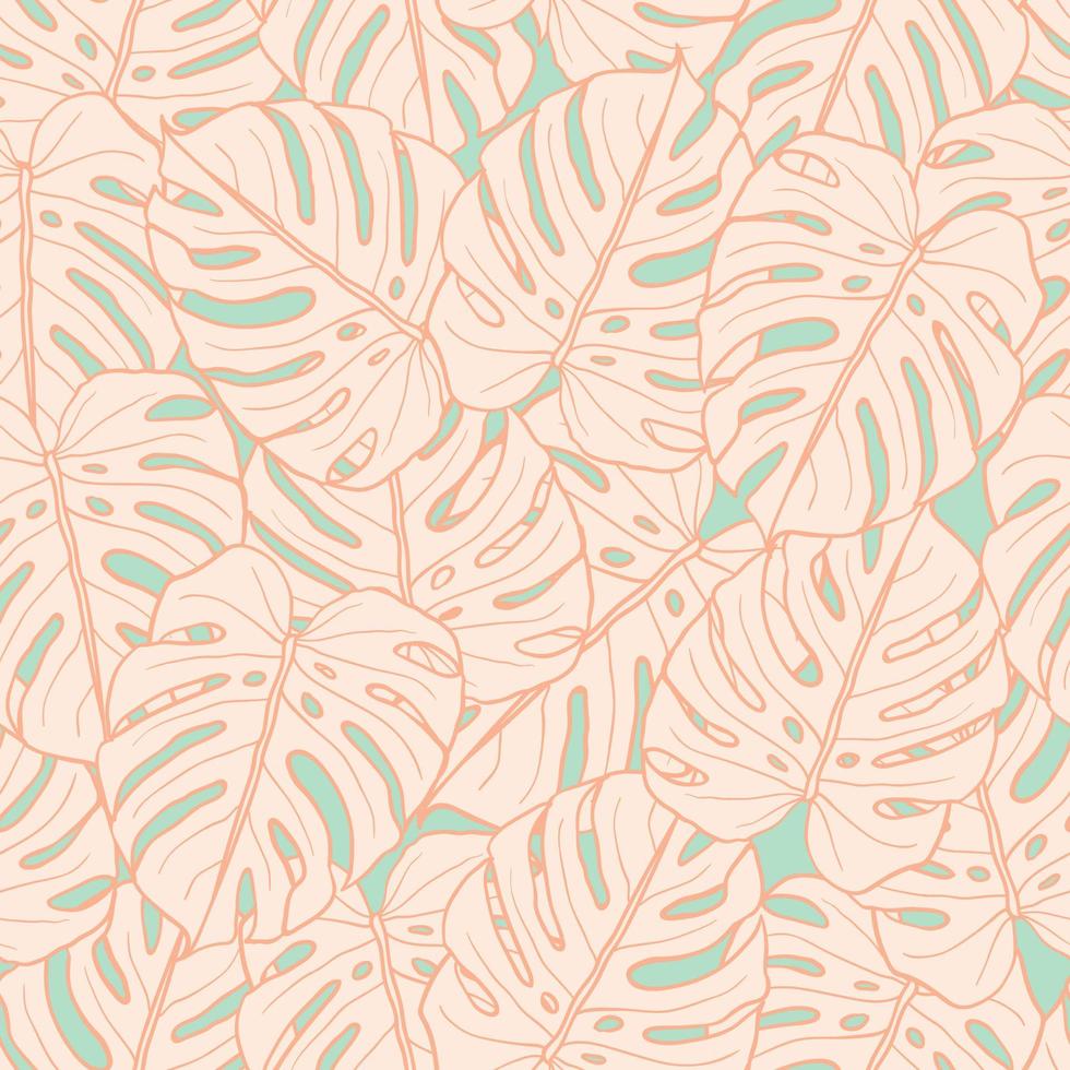 Beautiful tropical leaves branch seamless pattern design. Tropical leaves, monstera leaf seamless floral pattern background. Trendy brazilian illustration. Spring summer design for fashion prints vector