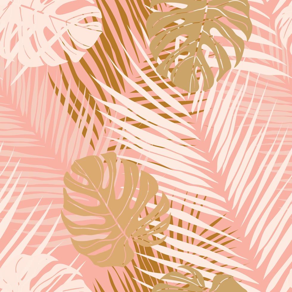 Beautiful tropical leaves branch seamless pattern design. Tropical leaves, monstera leaf seamless floral pattern background. Trendy brazilian illustration. Spring summer design for fashion prints vector