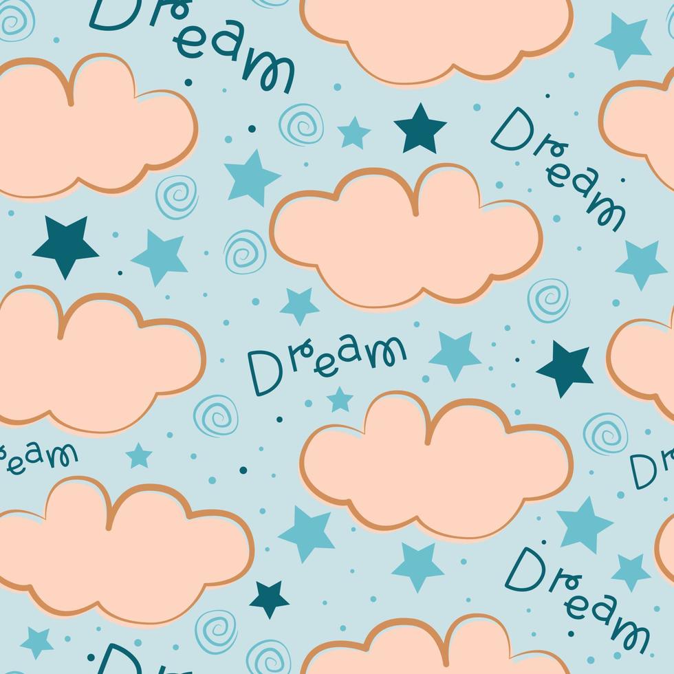 Stars repeat pattern design. Hand-drawn background. Holidays pattern for wrapping paper or fabric vector
