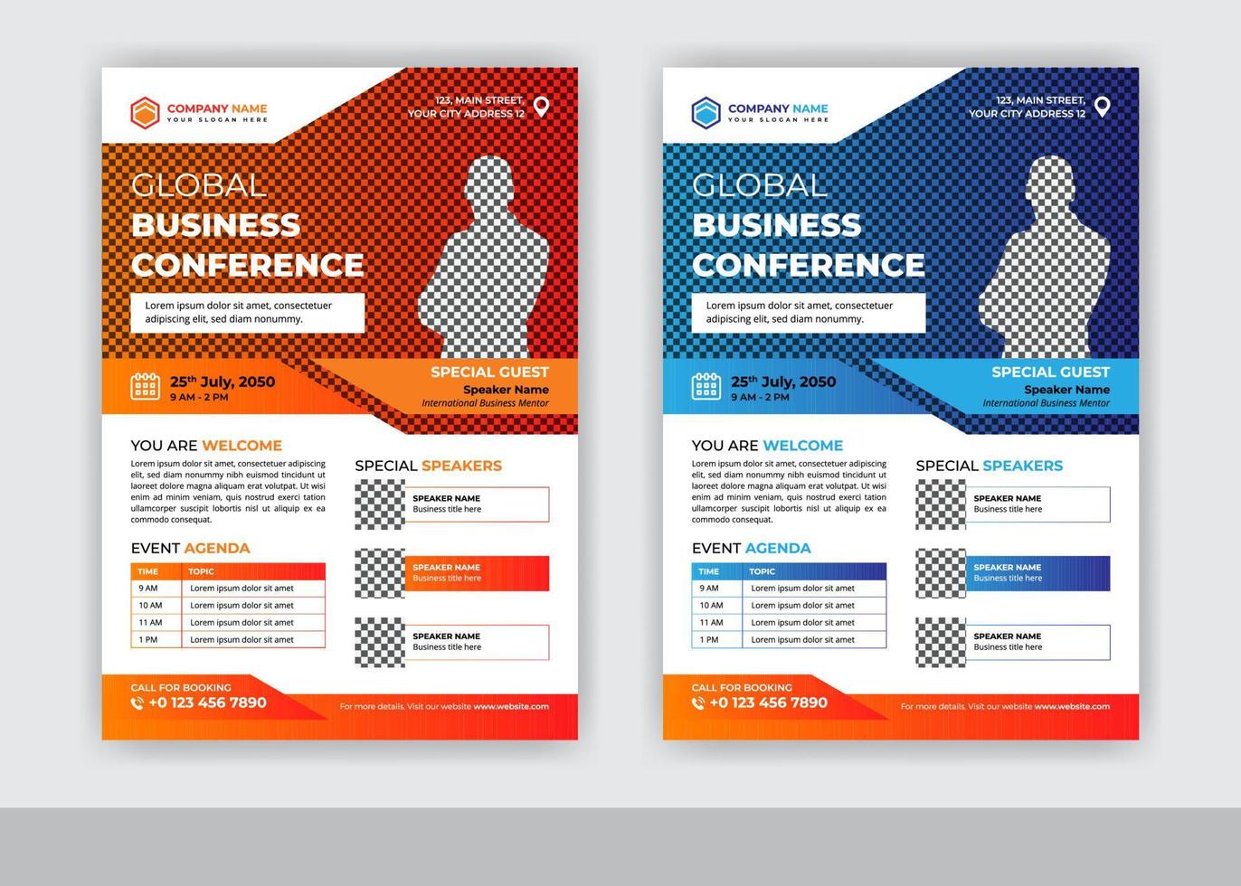 Abstract global business conference flyer template design vector