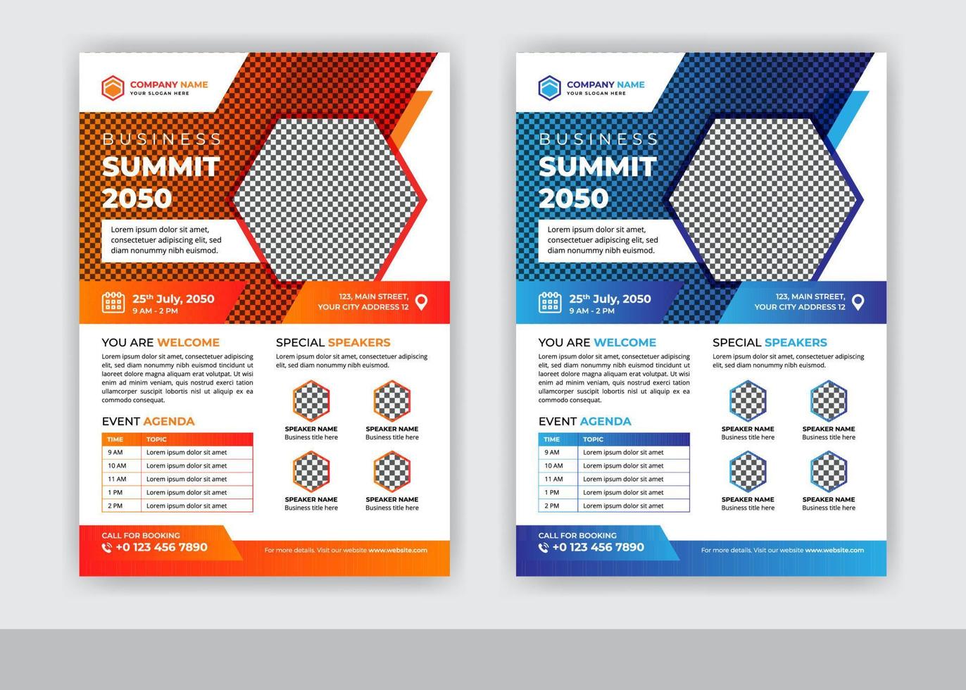 Abstract business summit flyer template design vector