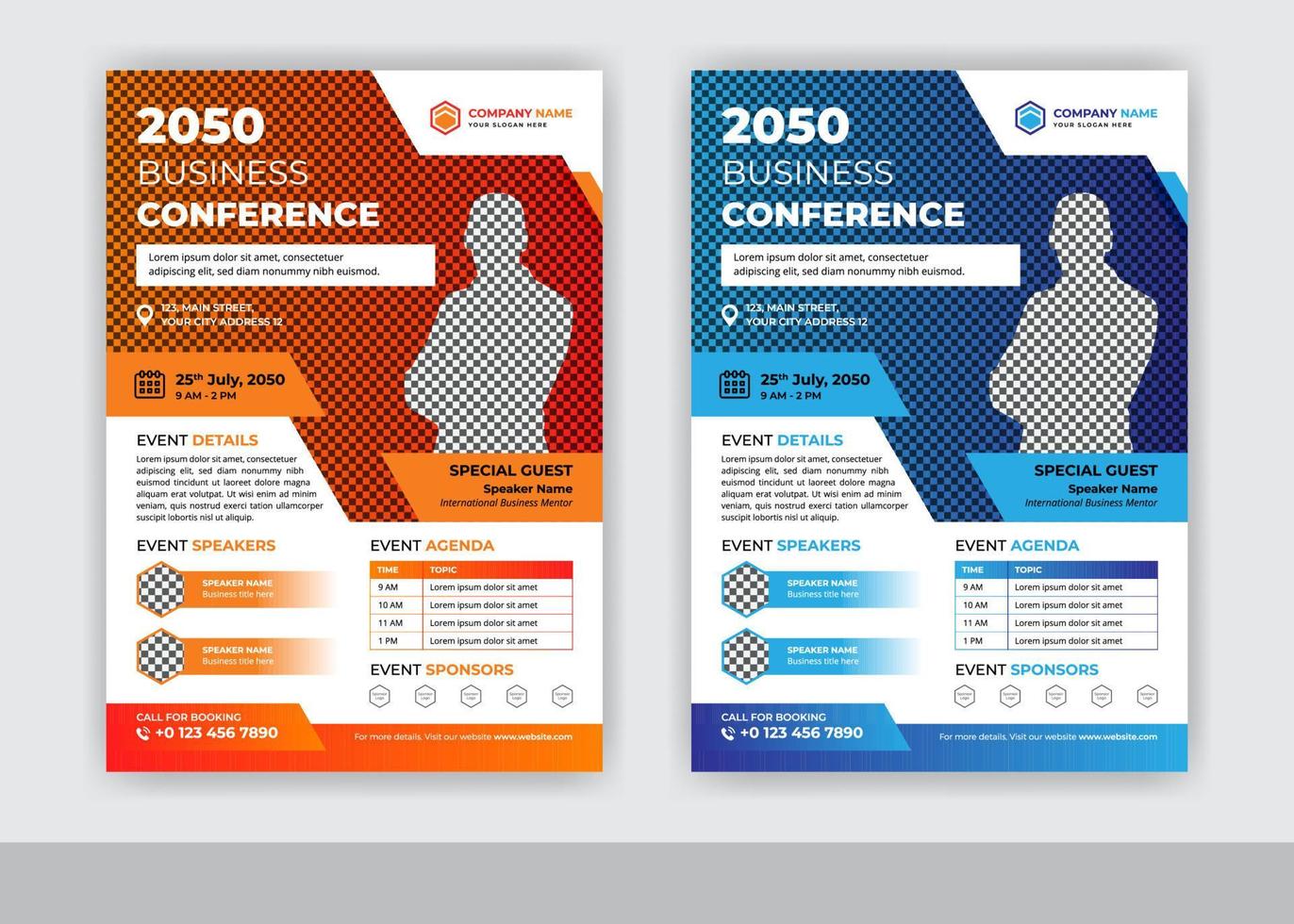 Abstract business conference flyer template design vector