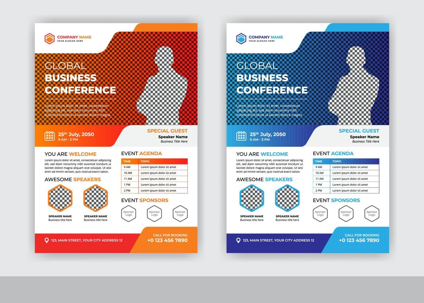 Abstract global business conference and summit flyer template design vector
