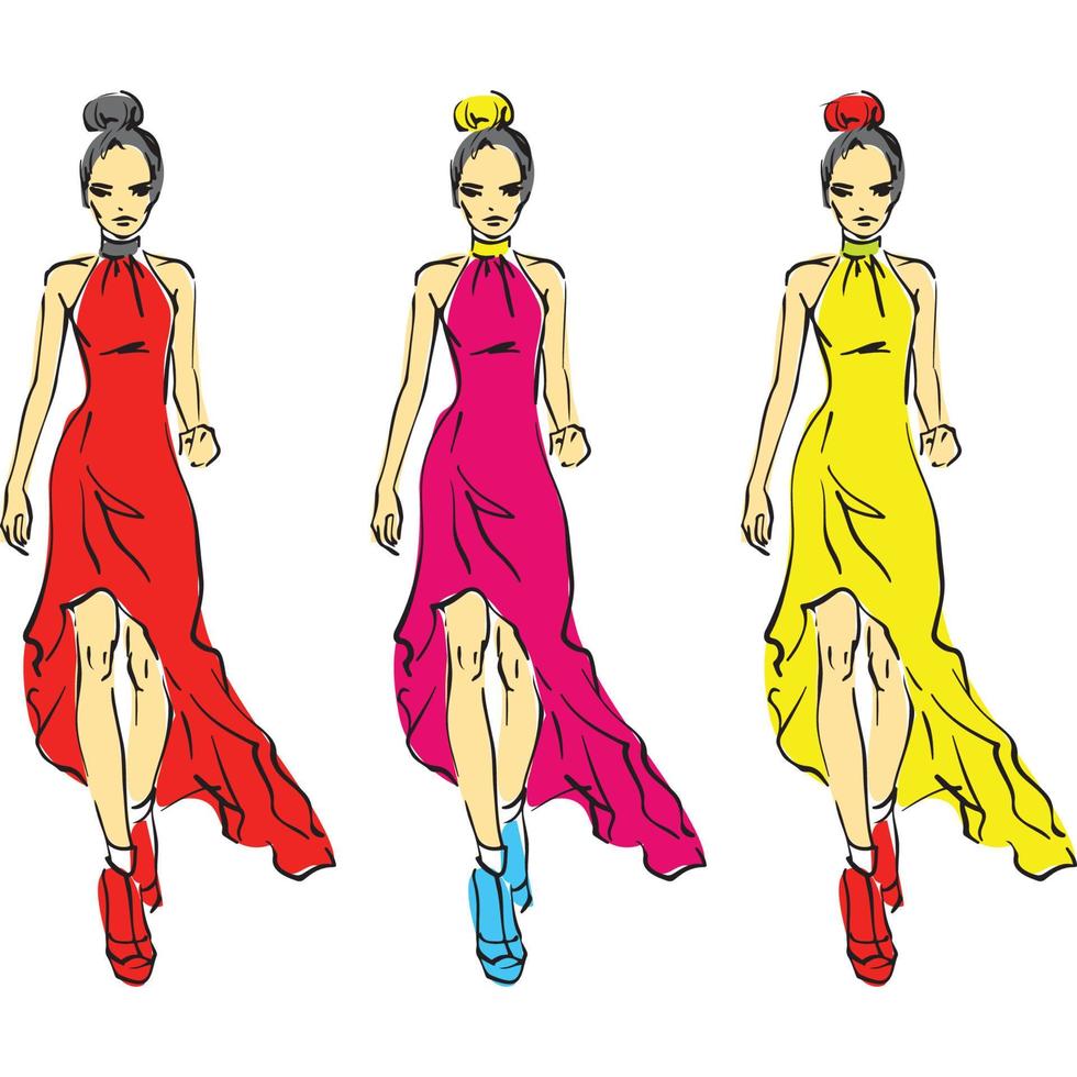 set of women in clothes vector