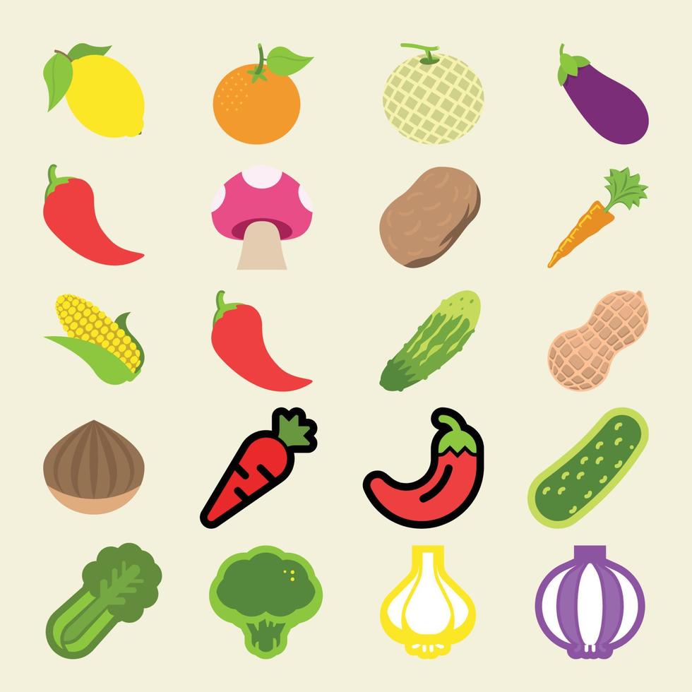set of vegetables vector