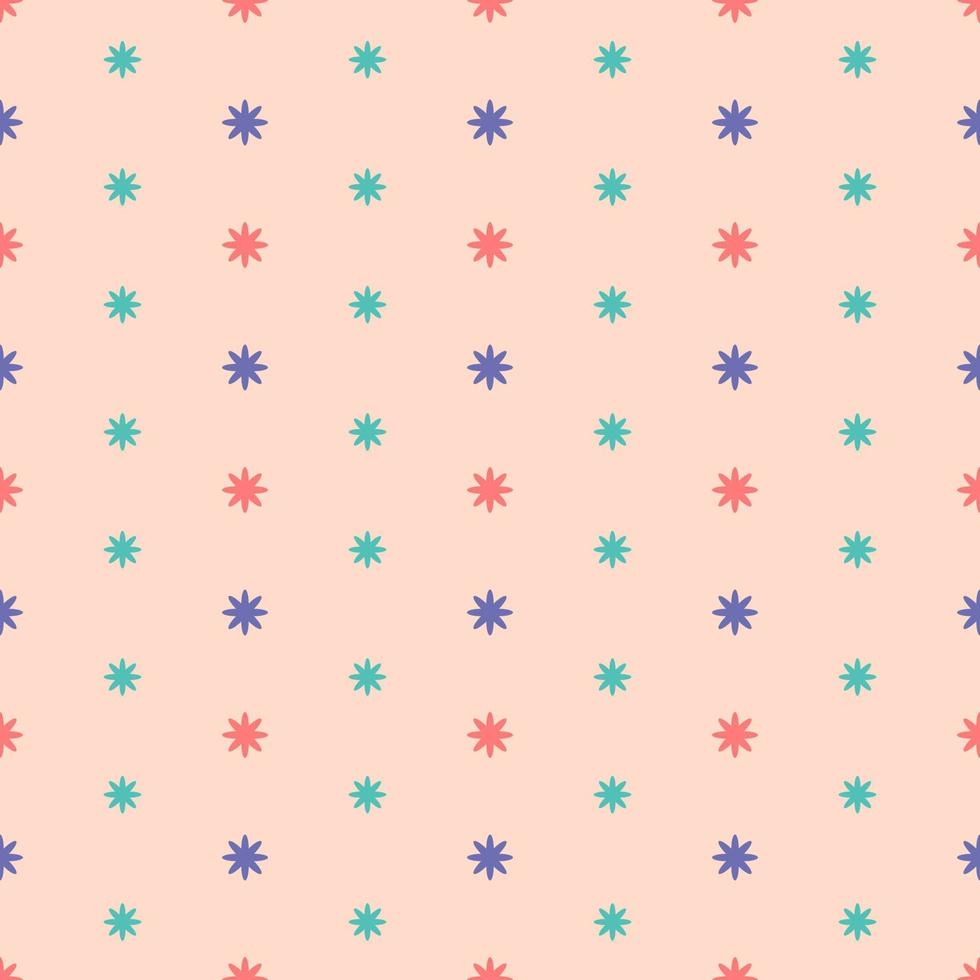 Seamless pattern of colorful stars on pastel orange background vector