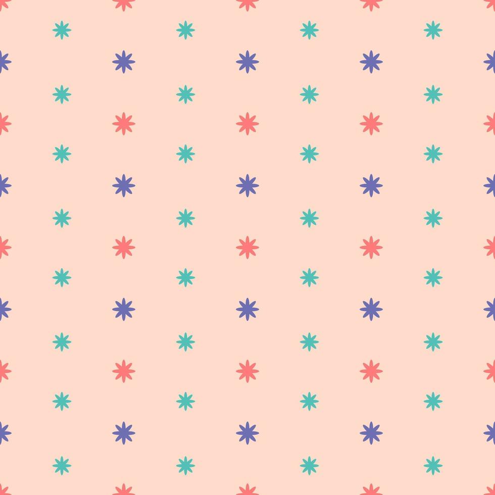 Seamless pattern of colorful stars on pastel orange background vector