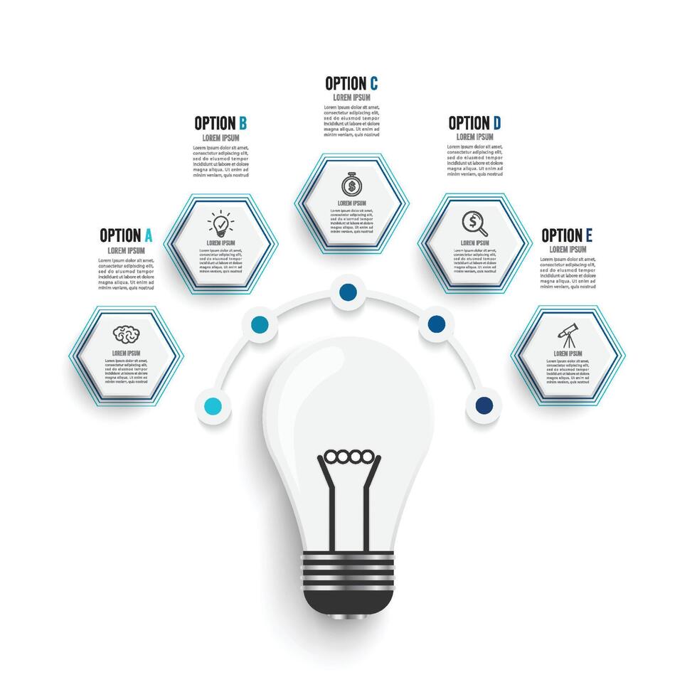 Abstract infographics five options template. concepts for big idea, marketing, brainstorming, business, analysis,company strategy, project management. Concept for web banner. vector