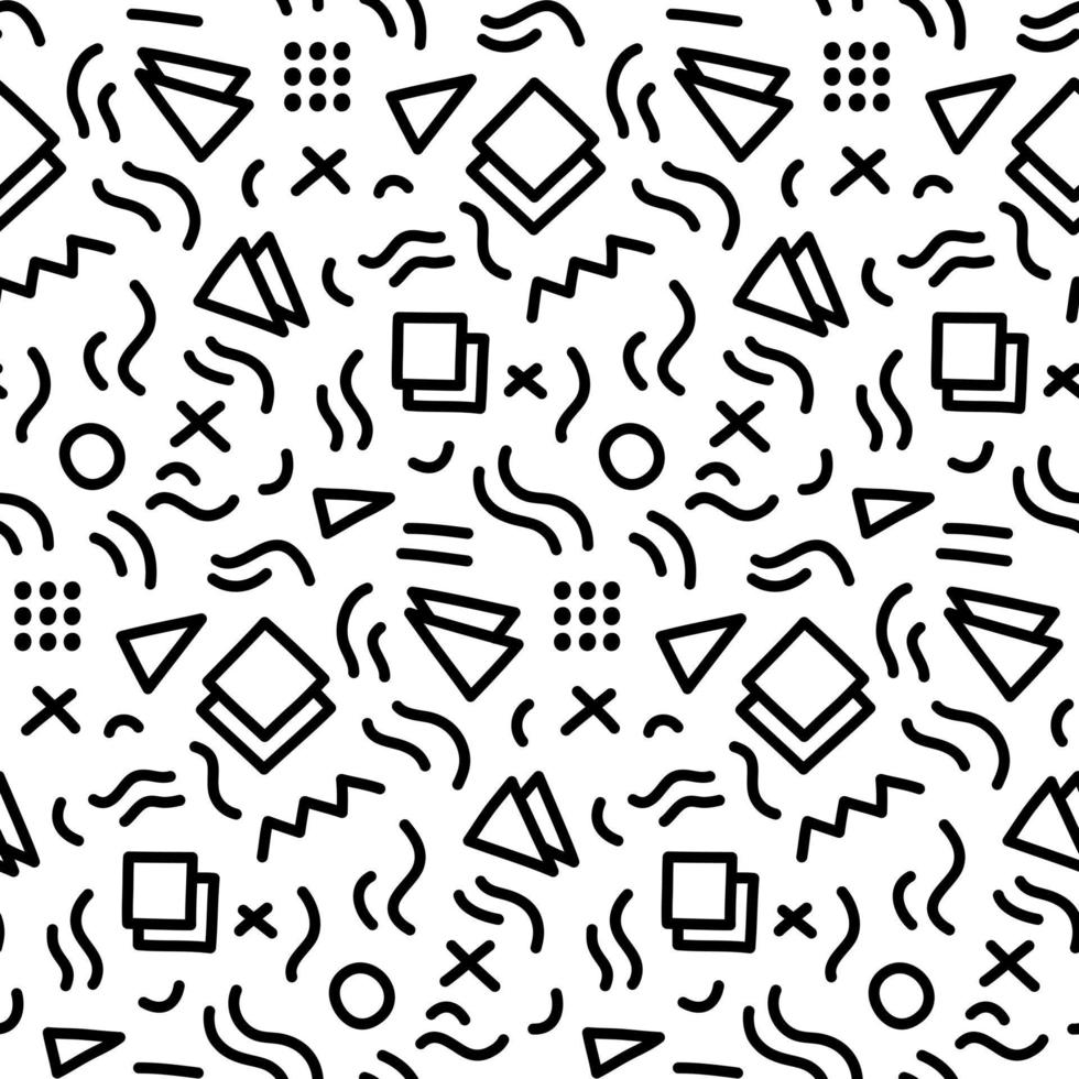 Black and White Memphis Vector Seamless Pattern