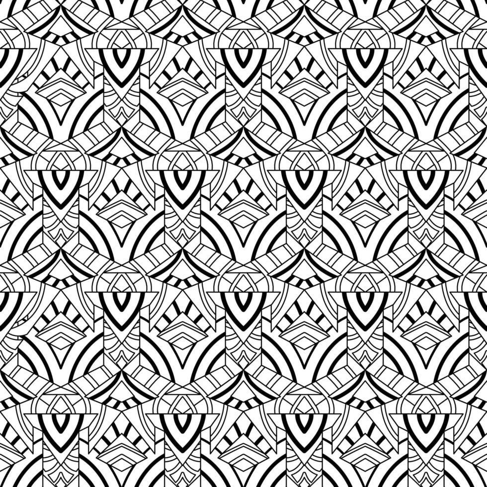 Black and White Geometric Vector Seamless Pattern