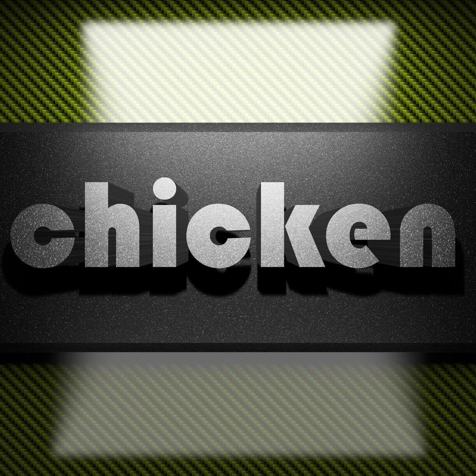 chicken word of iron on carbon photo