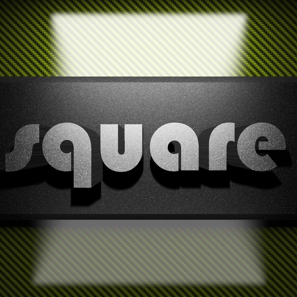 square word of iron on carbon photo
