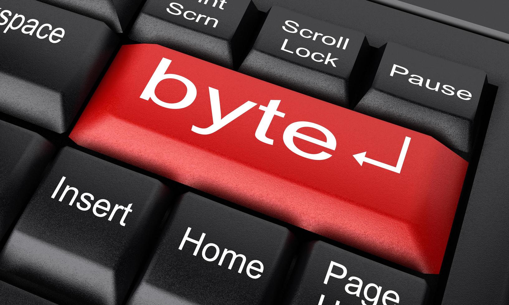 palabra byte en el botón rojo del teclado foto