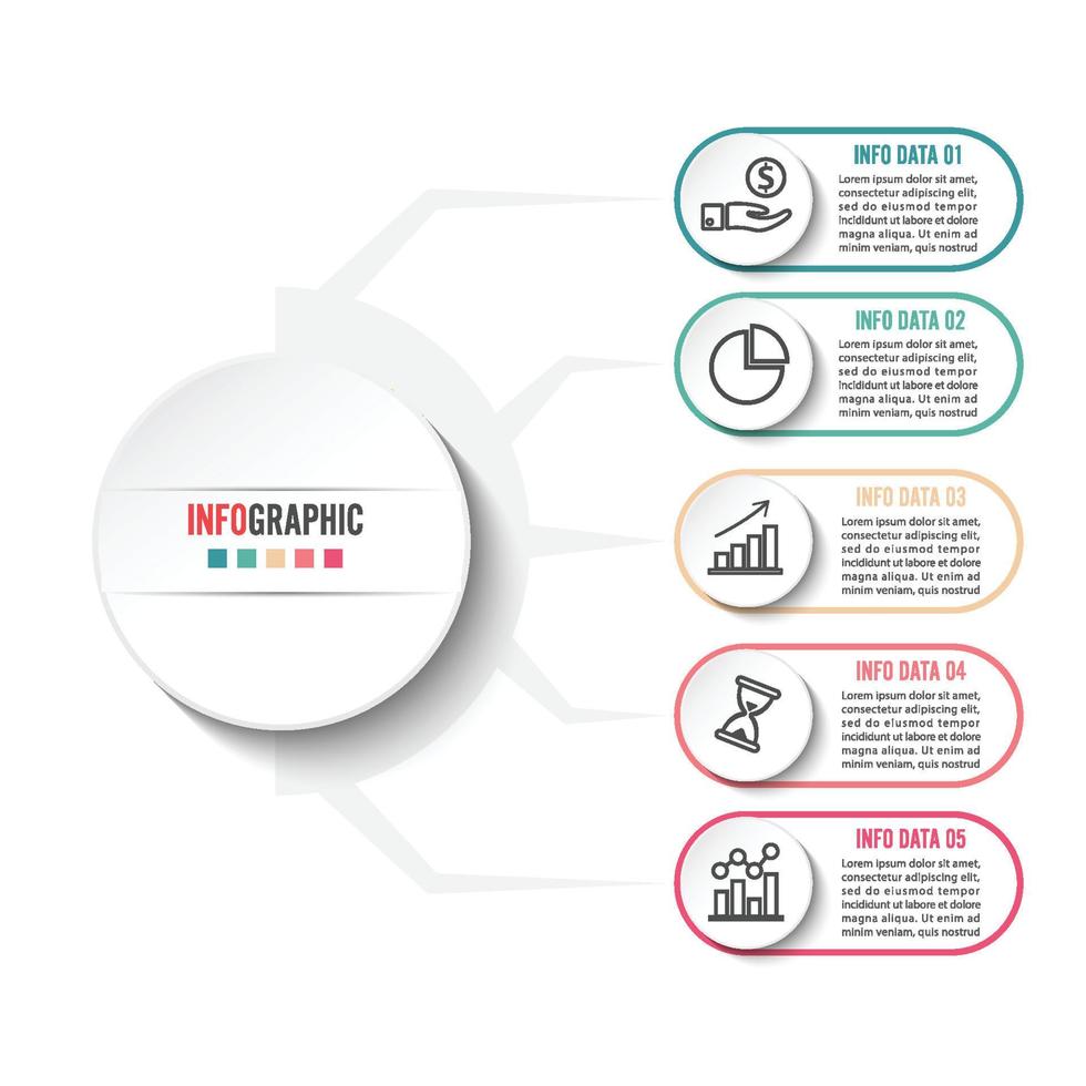 Plantilla de opciones de número de infografías abstractas. ilustración vectorial. se puede utilizar para el diseño de flujo de trabajo, diagrama, opciones de pasos comerciales, banner, diseño web. vector