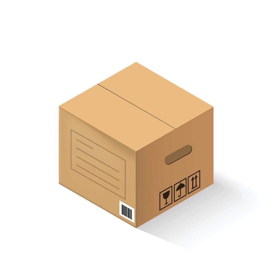 Closed cardboard box isolated on a white background. vector