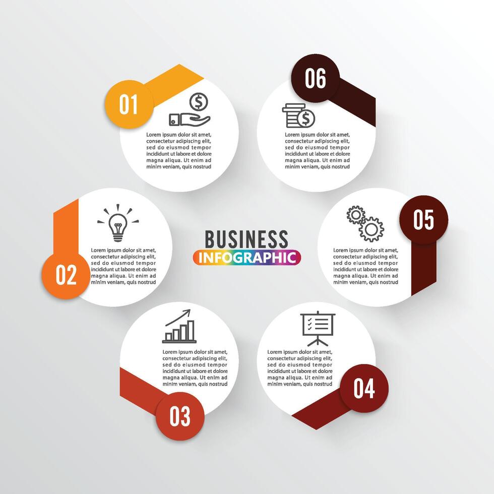 Vector illustration infographics 6 options. Template for brochure, business, web design