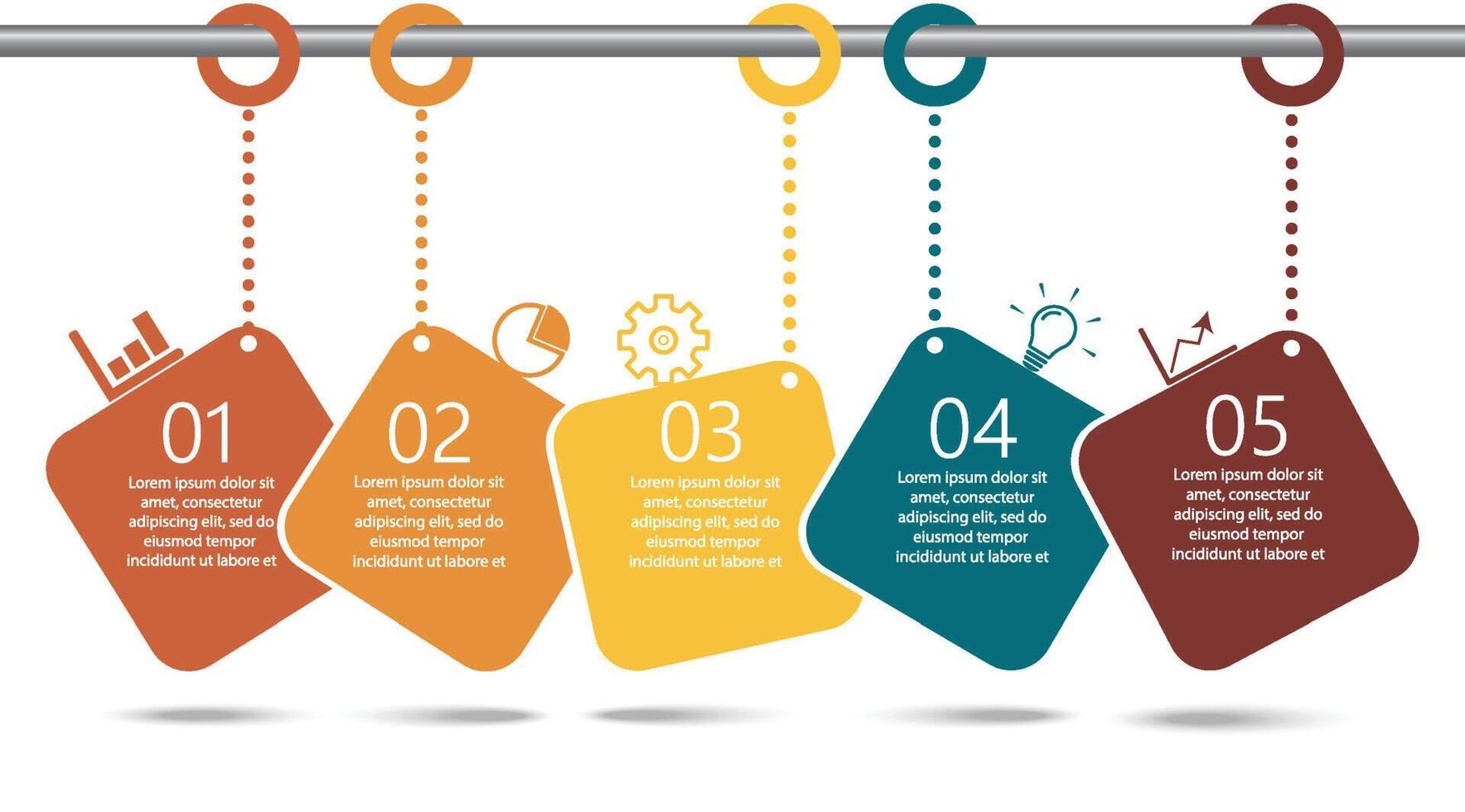 Plantilla de diseño de infografías de línea de tiempo con 5 opciones, diagrama de proceso, ilustración vectorial eps10 vector