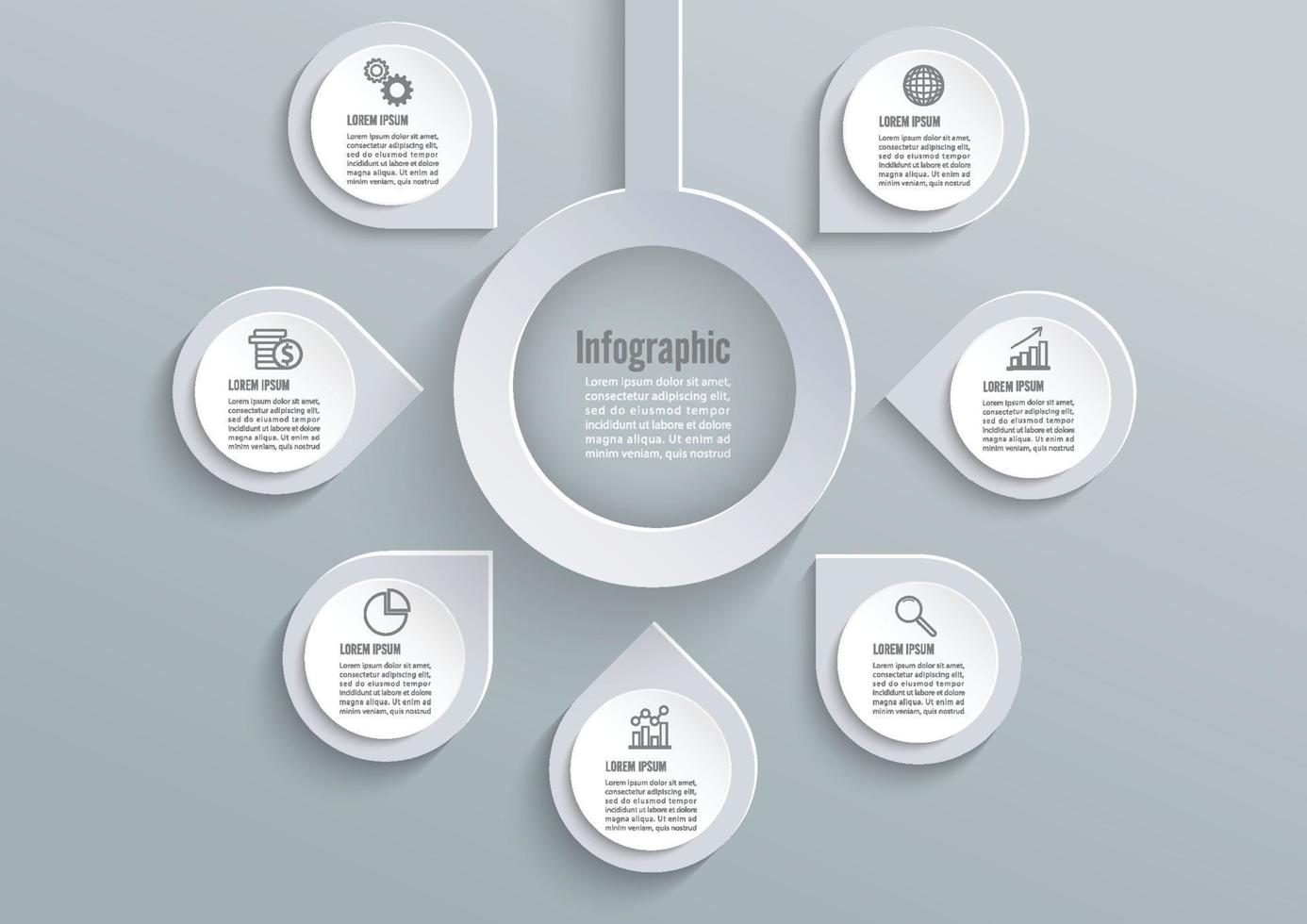 Vector abstract 3d paper infographic elements. Circular infographics.