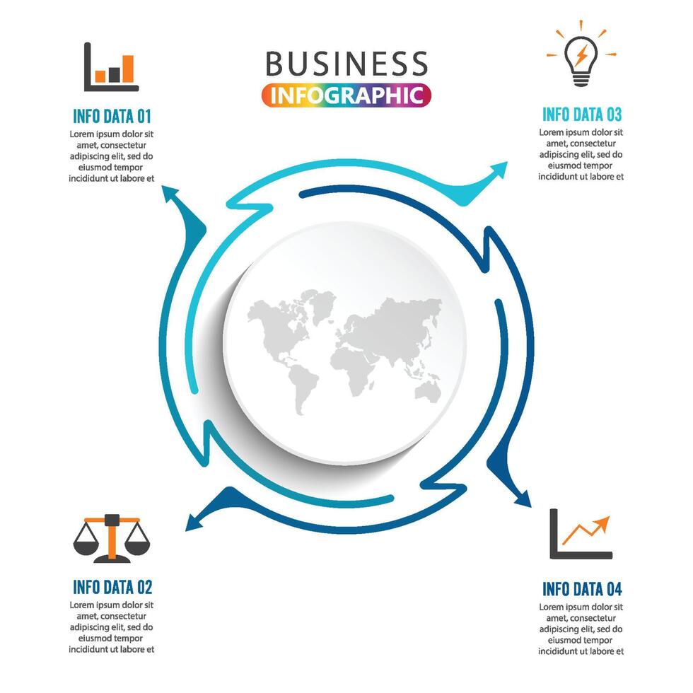 Thin line flat elements for infographic. Template for diagram, graph, presentation and chart. Business concept with 4 options, parts, steps or processes. Data visualization. vector