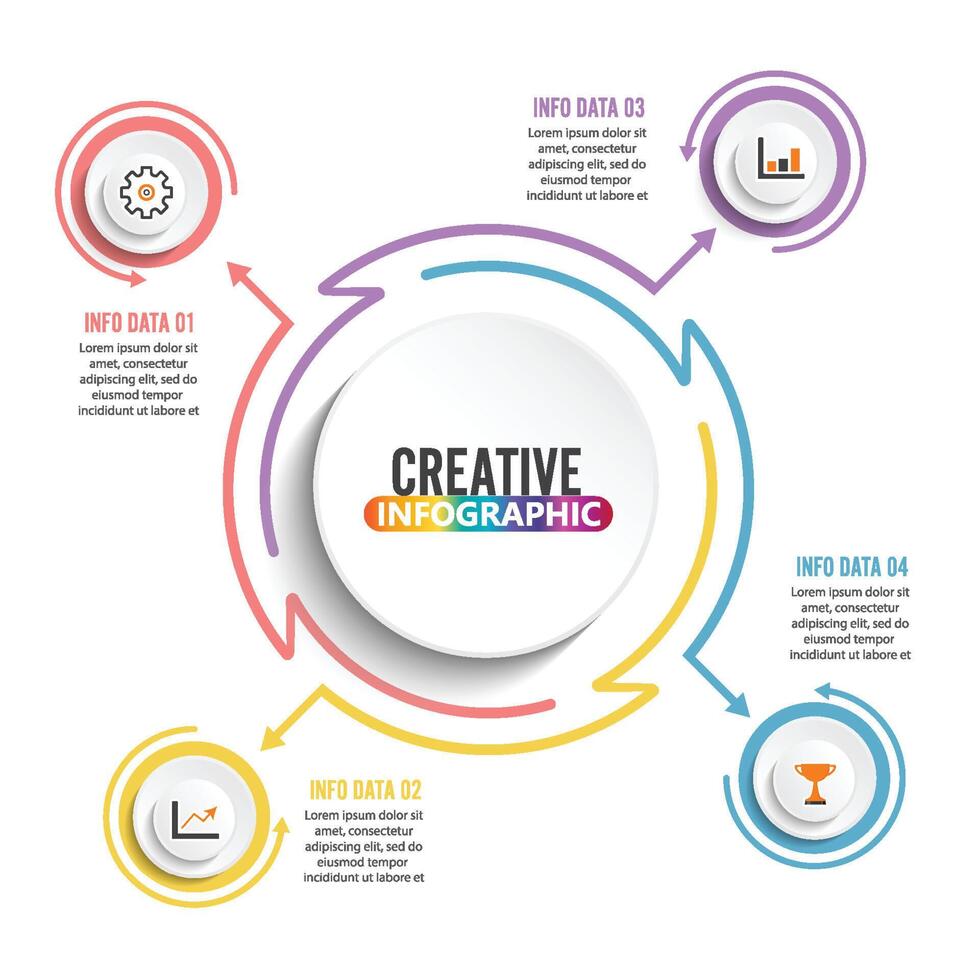 Thin line flat elements for infographic. Template for diagram, graph, presentation and chart. Business concept with 4 options, parts, steps or processes. Data visualization. vector